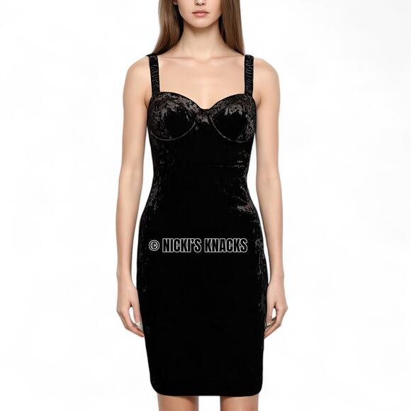 Guess Gianna Black Velvet Mini Dress Sleeveless Bodycon Party Outfit Size XS - Picture 11 of 13